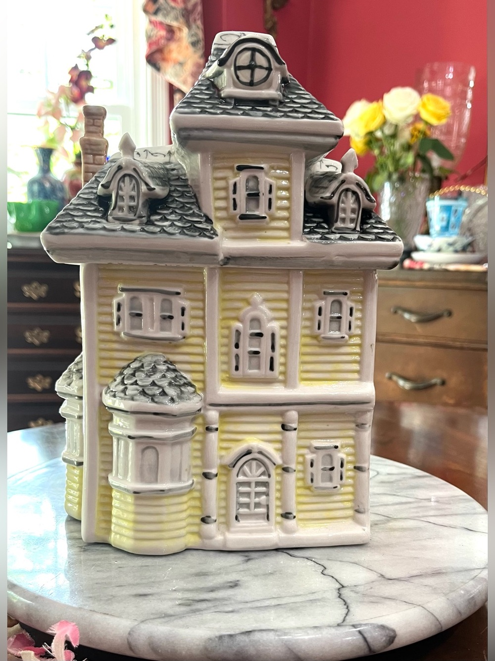 Vintage Ceramic Cookie Jar, Stately Victorian Home or Haunted House